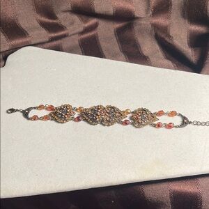 Vintage Elegant Gold and Orange Bracelet